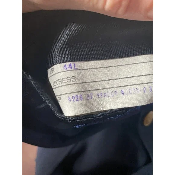 Stafford Navy Blue Gold Metal Button Blazer Mens 44L Sport Coat / Suit Jacket - Picture 6 of 7